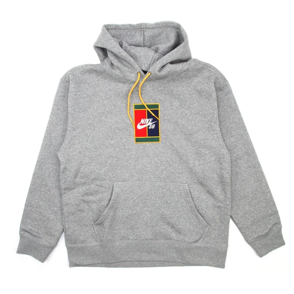 Men's Nike SB Court Logo Skate Tennis Pullover Hoodie Grey Size Small DA4211-063